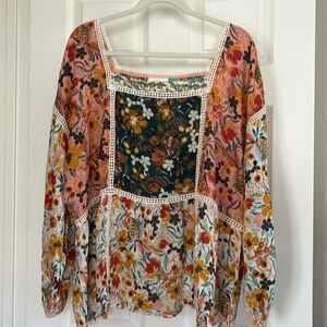 Like new! Maeve mix print floral blouse
